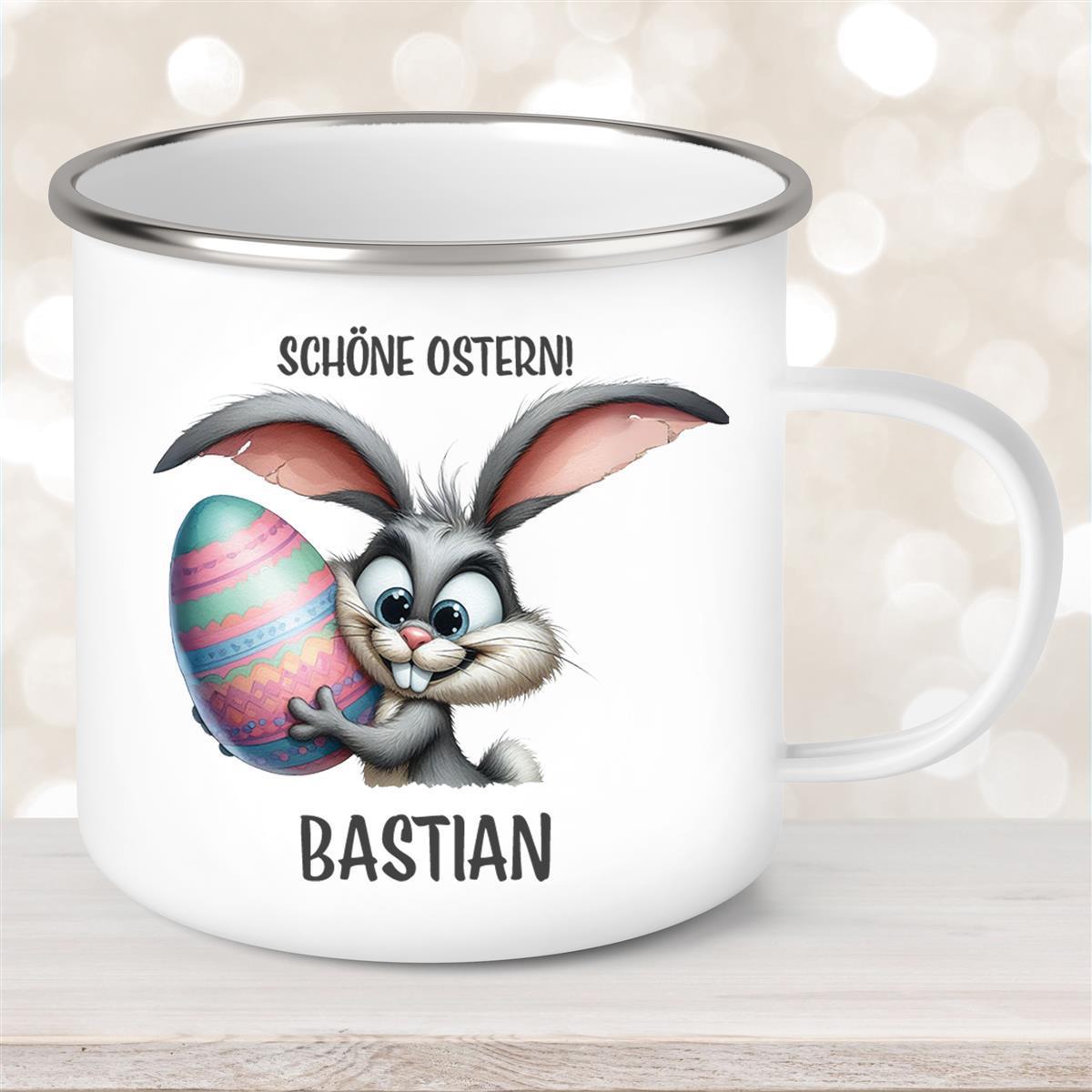 Tasse Ostern - Hase #5 Wunschnamen personalisiert Emaillie