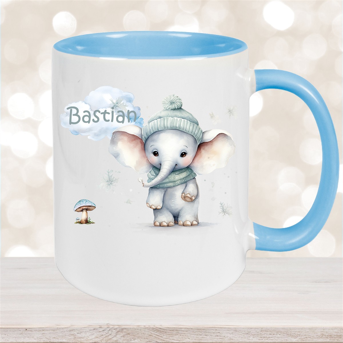 Tasse Wunschname Weihnachten Elefant #1 Keramik Kinderbecher versch. Farben