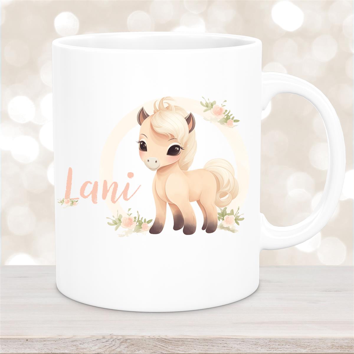 Tasse Pferd #4 Wunschname Keramik Kinderbecher personalisiert versch. Farben