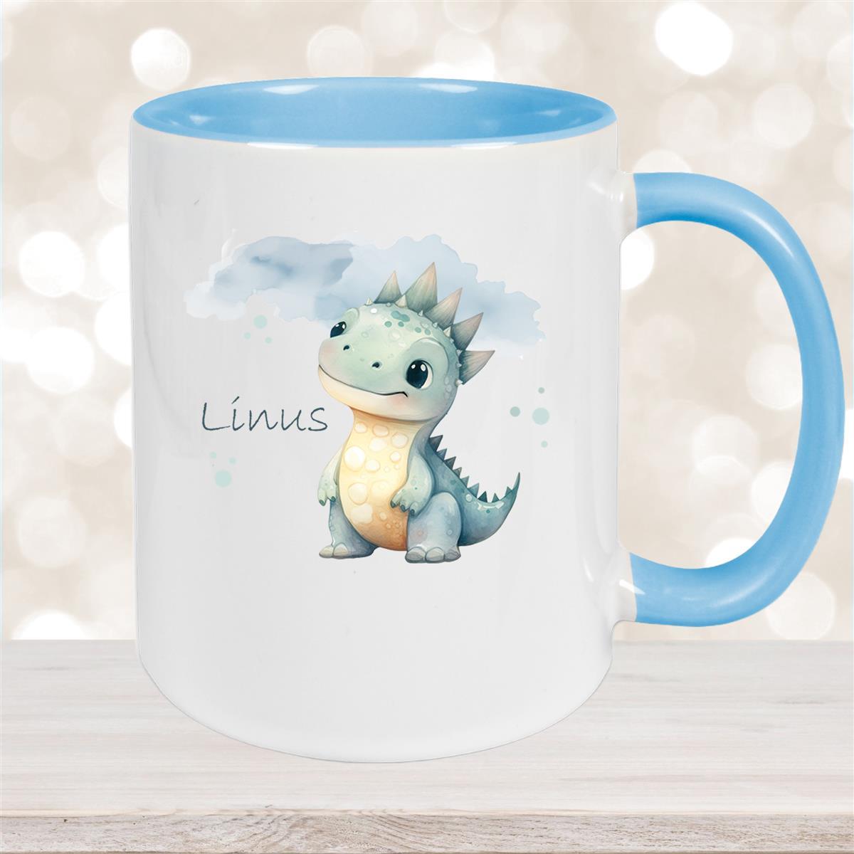 Tasse Dino #15 Wunschname Keramik Kinderbecher Personalisiert versch. Farben