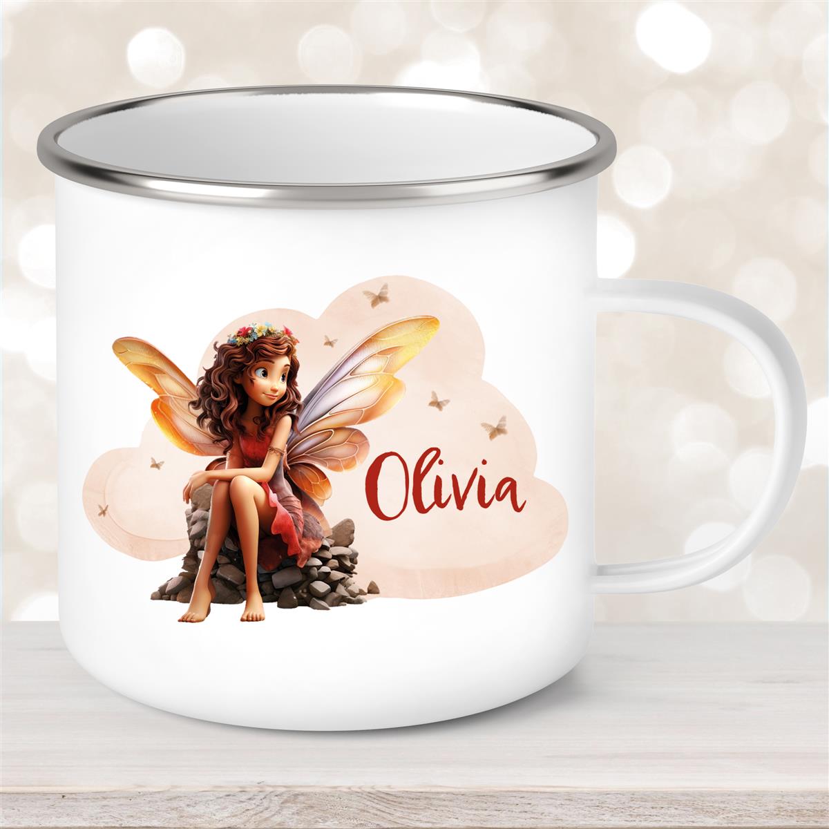 Tasse Fee #2 Wunschname Emaille Kinderbecher personalisiert