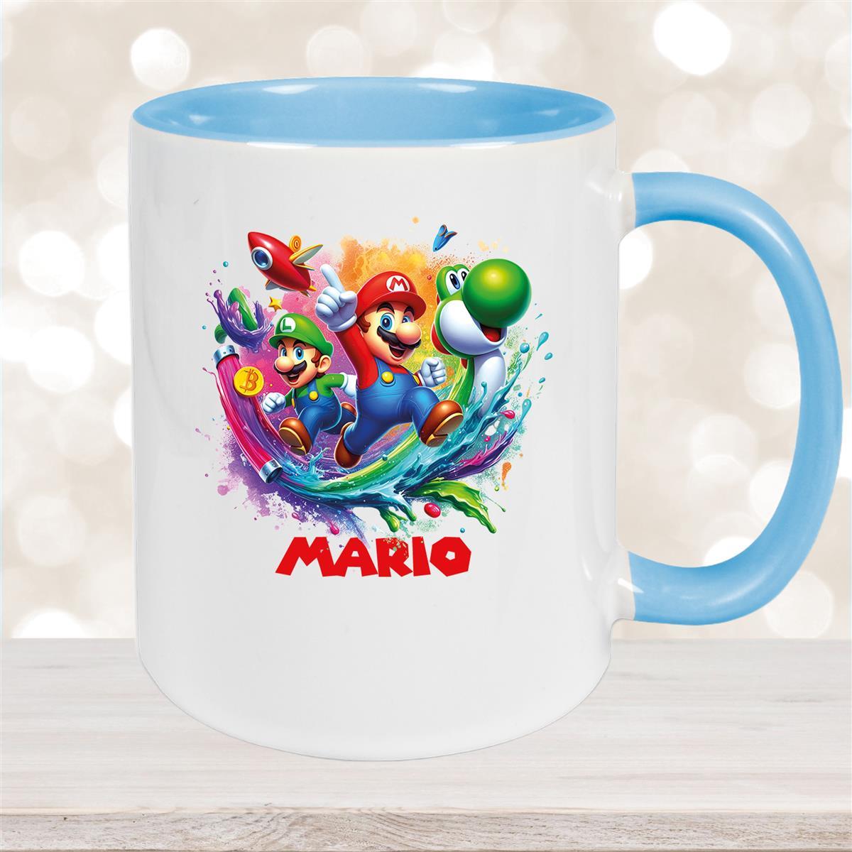 Tasse Wunschname Super-Mario #2 Keramik Kinderbecher personalisiert versch. Farben