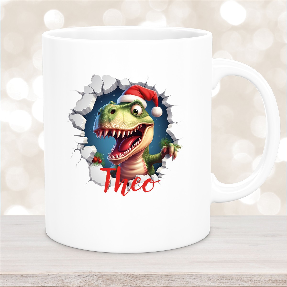 Tasse Wunschname Christmas Dino #1 Keramik Kinderbecher versch. Farben