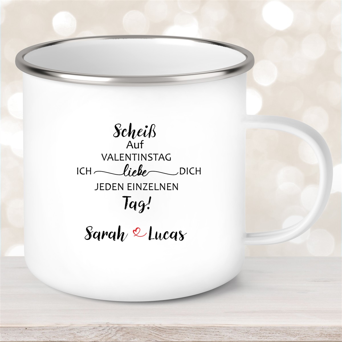 Tasse Spruch Valentinstag #23 Wunschnamen Emaille personalisiert 