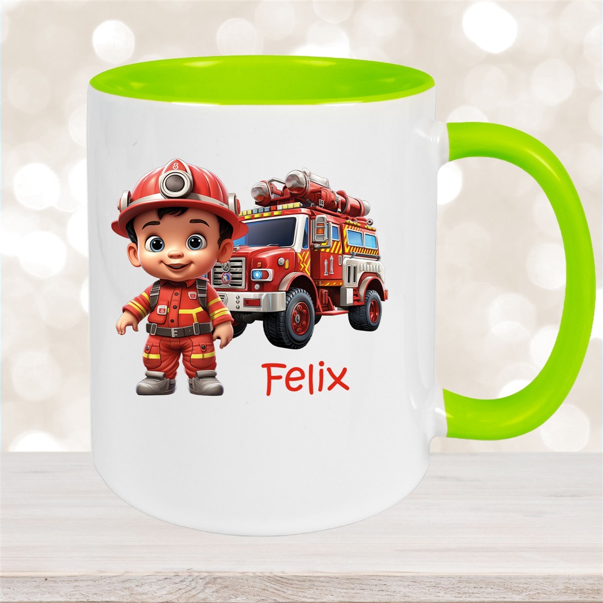 Tasse Wunschname Feuerwehr #4 Keramik Kinderbecher versch. Farben