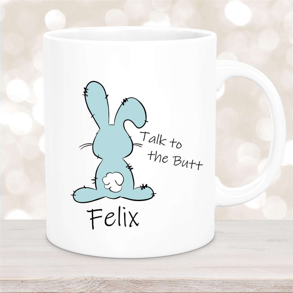Tasse Ostern - Hase Talk to the Butt #2 Wunschnamen personalisiert Keramik Weiß