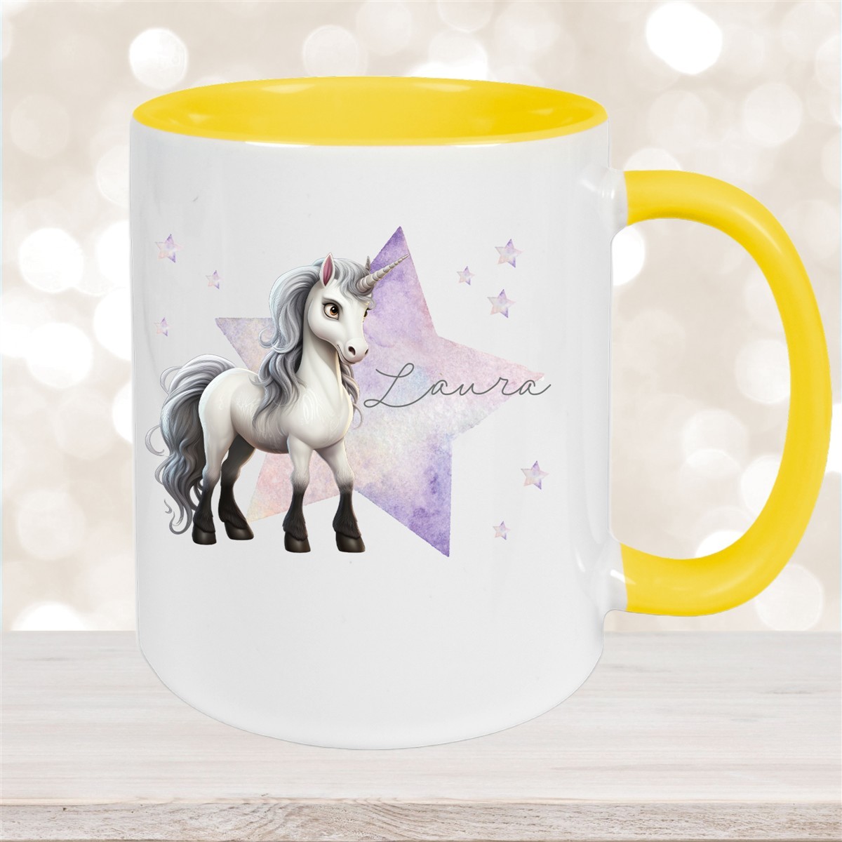 Tasse Wunschname Einhorn Stern #1 Keramik Kinderbecher versch. Farben