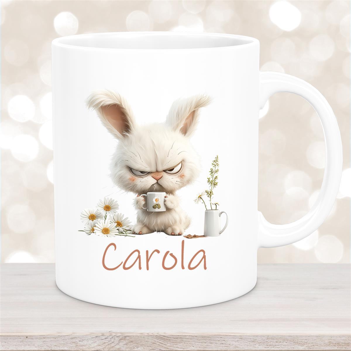 Tasse Ostern Grumpy-Bunny #1 Wunschnamen personalisiert Keramik Weiß