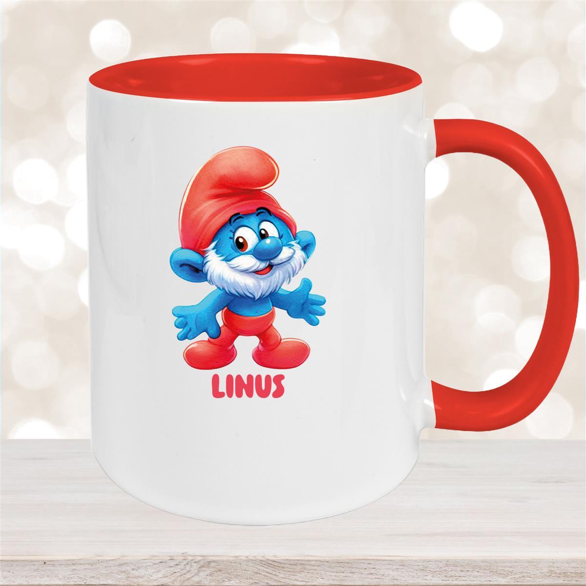 Tasse Kinder Schlumpf #4 Papa Schlumpf Wunschname Keramik Kinderbecher personalisiert versch. Farben