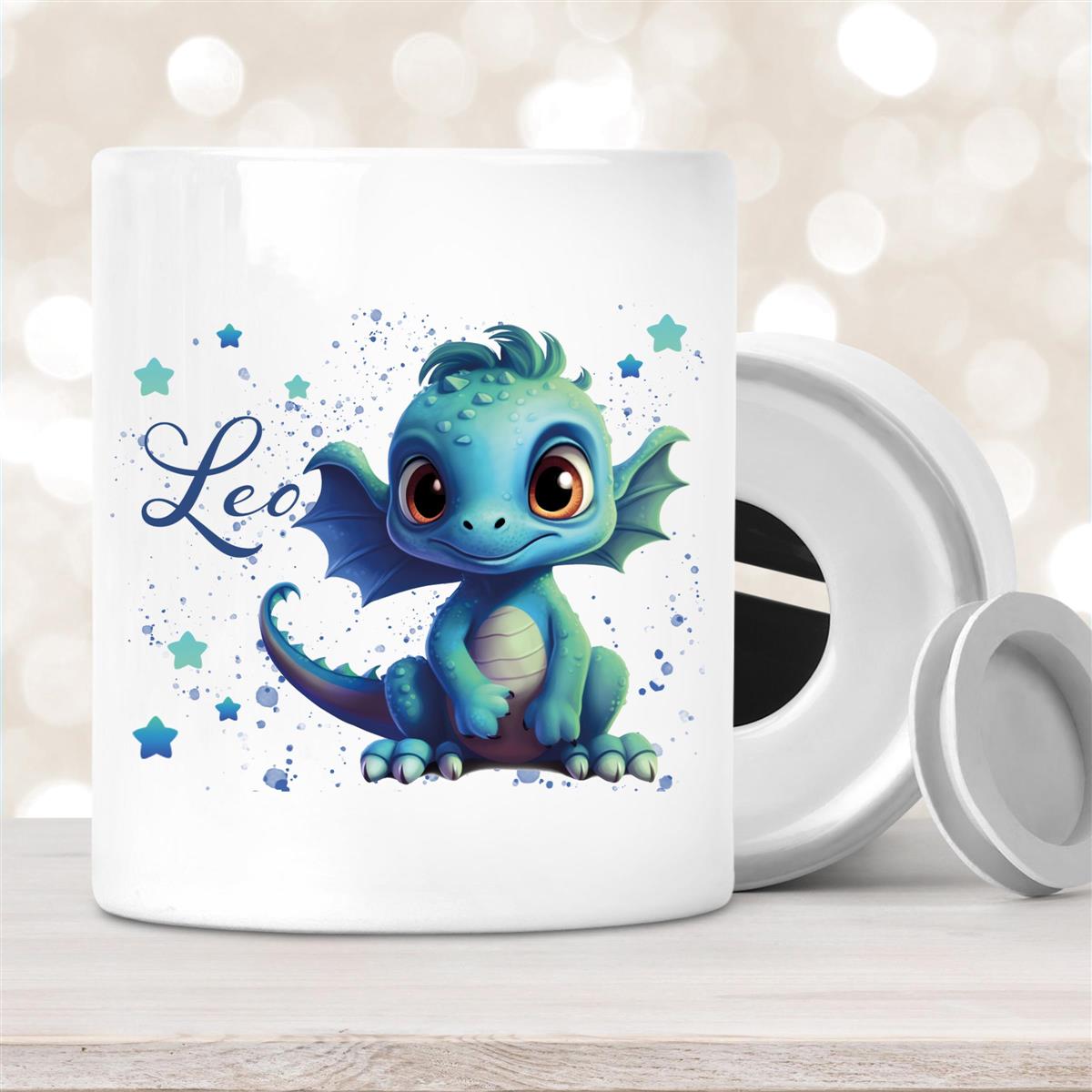 Spardose mit  Wunschname Drache #2 personalisiert