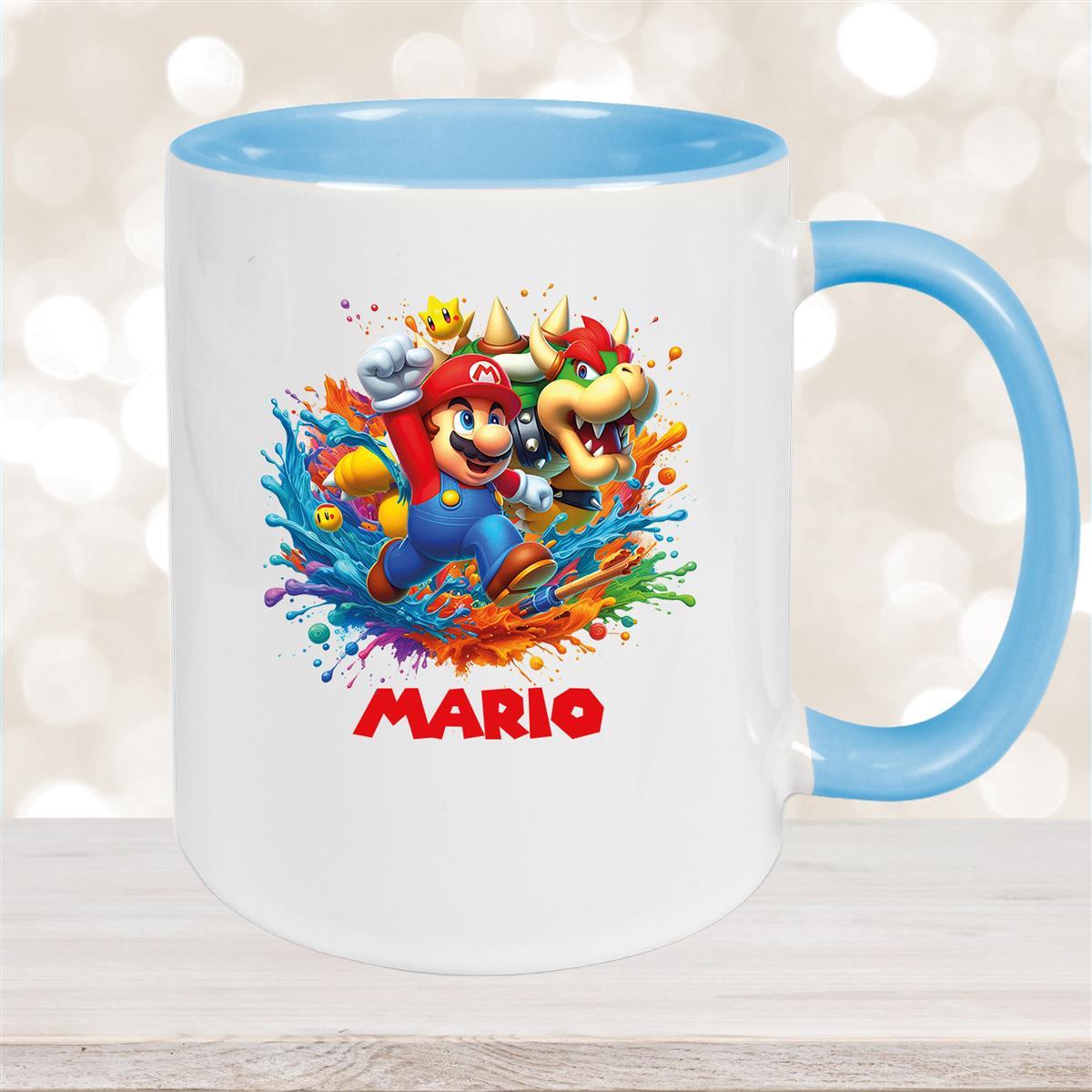 Tasse Wunschname Super-Mario #5 Keramik Kinderbecher personalisiert versch. Farben
