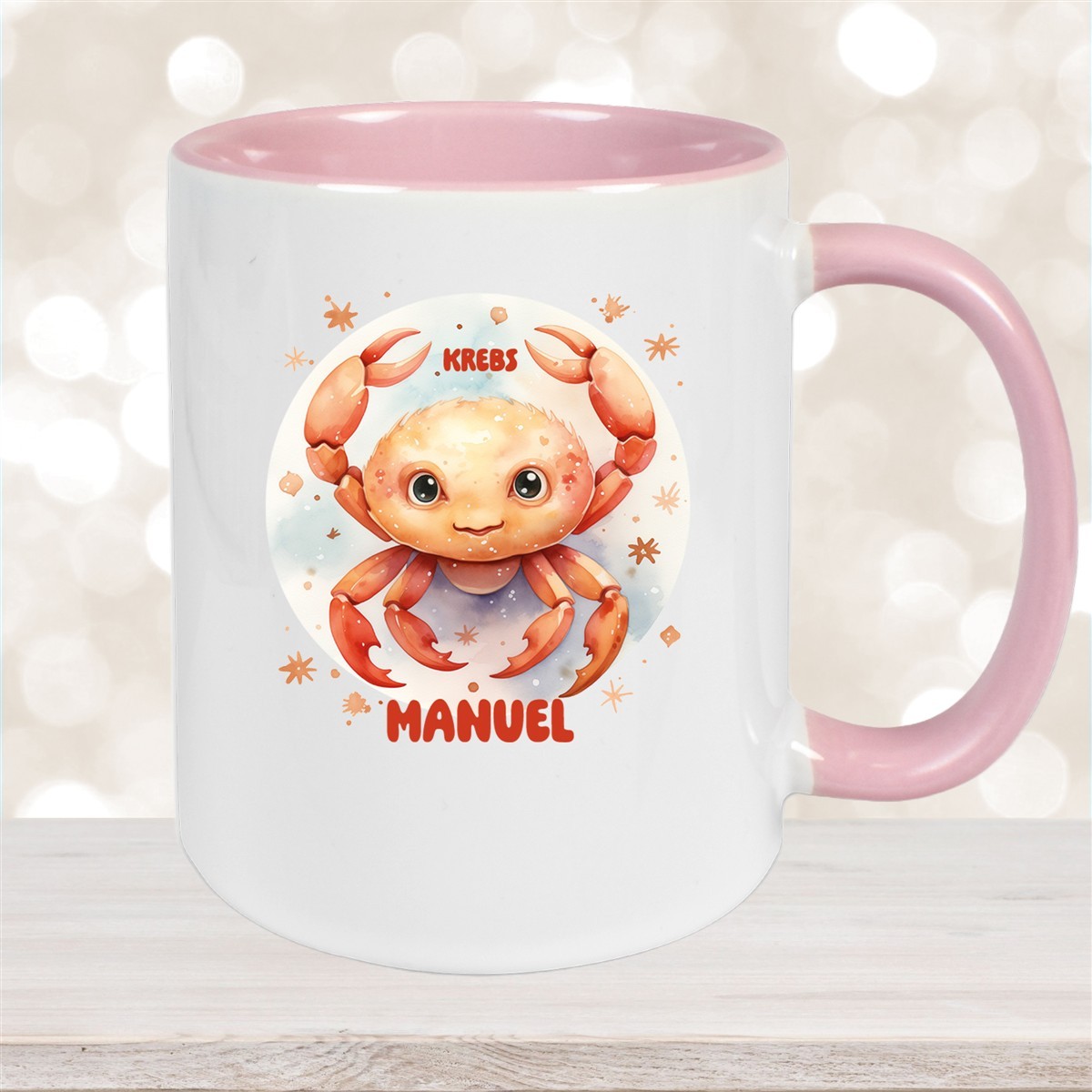 Tasse Sternzeichen Kinder Krebs #1 Wunschname Keramik Kinderbecher personalisiert versch. Farben