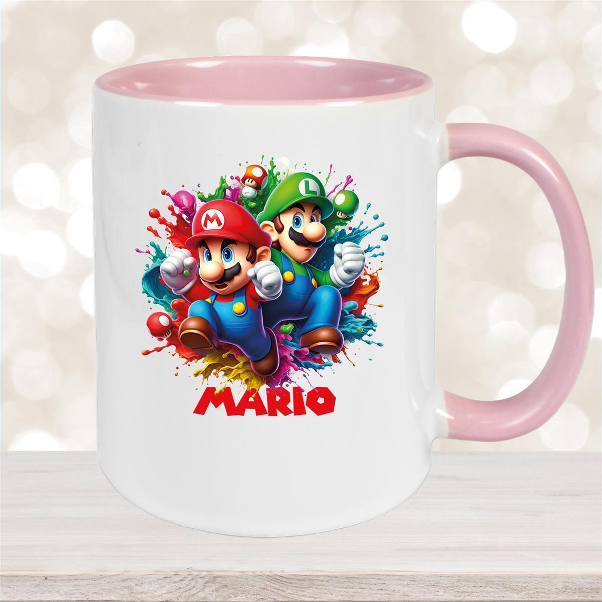 Tasse Wunschname Super-Mario #3 Keramik Kinderbecher personalisiert versch. Farben
