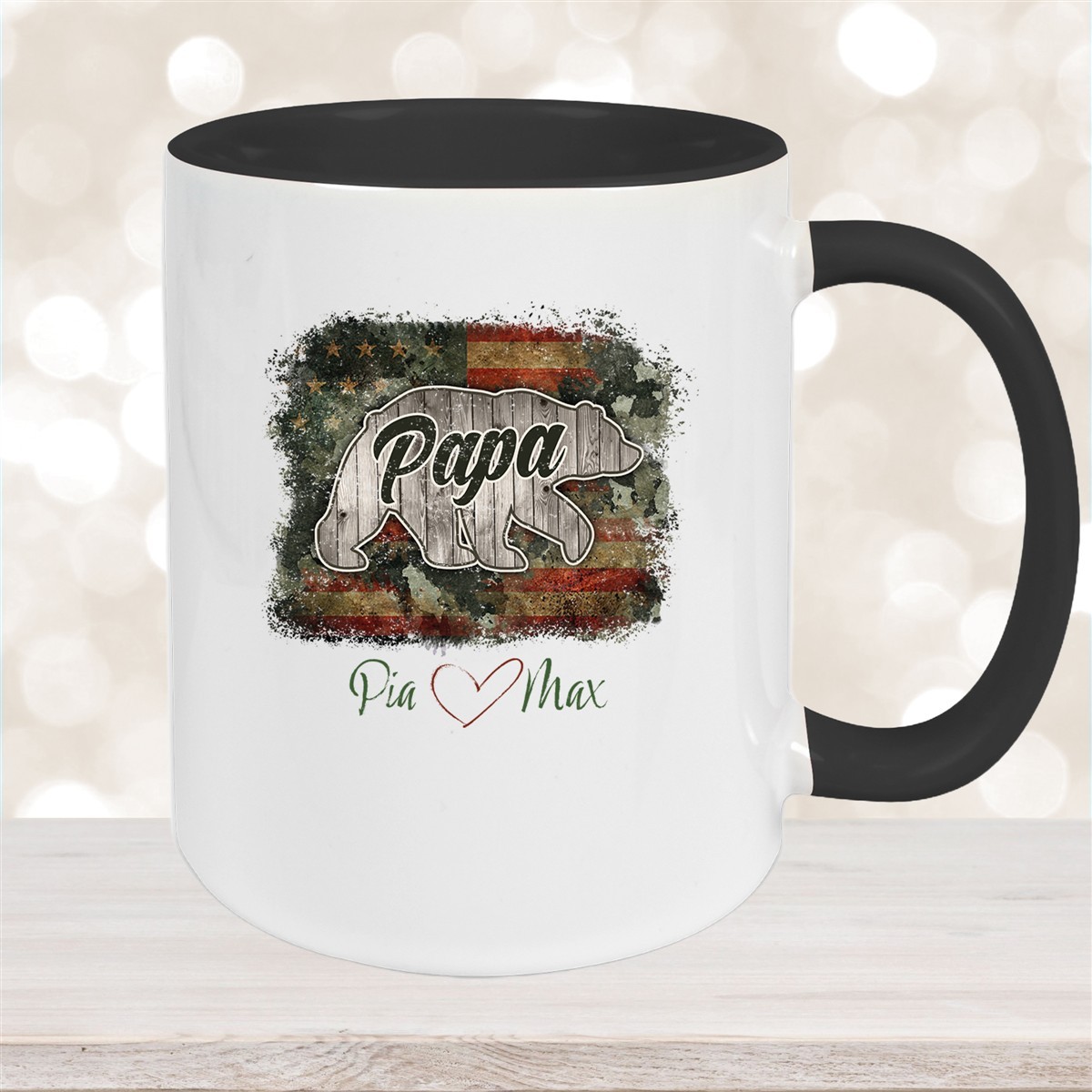 Tasse Vatertag #7 Papa "Bär" Wunschnamen Keramik Personalisiert versch. Farben