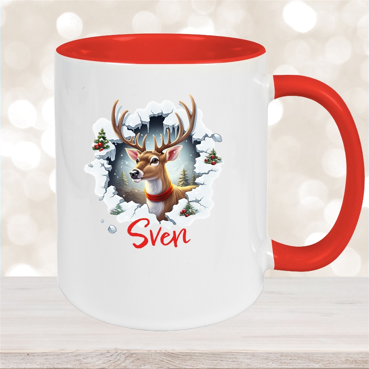 Tasse Wunschname Christmas Rentier #3 Keramik Kinderbecher versch. Farben