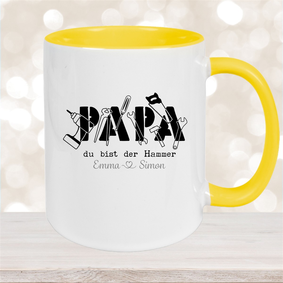 Tasse Vatertag #9 Papa, "Du bist der Hammer" Wunschnamen Keramik Personalisiert versch. Farben
