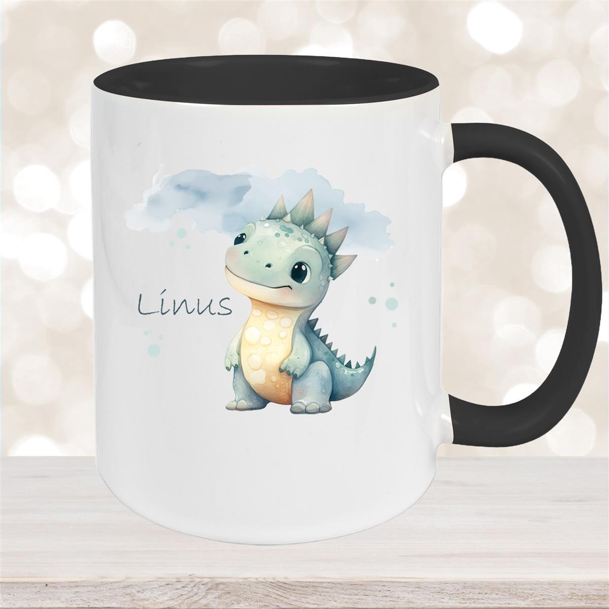 Tasse Dino #15 Wunschname Keramik Kinderbecher Personalisiert versch. Farben
