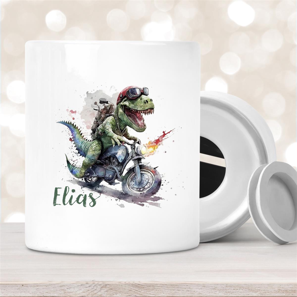 Spardose mit Wunschname Dino #5 personalisiert
