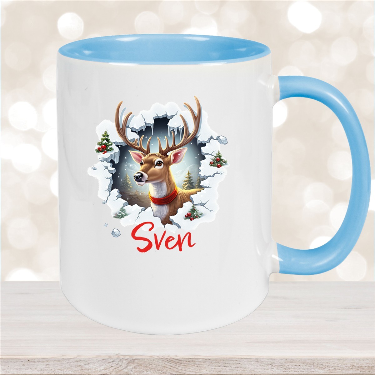 Tasse Wunschname Christmas Rentier #3 Keramik Kinderbecher versch. Farben