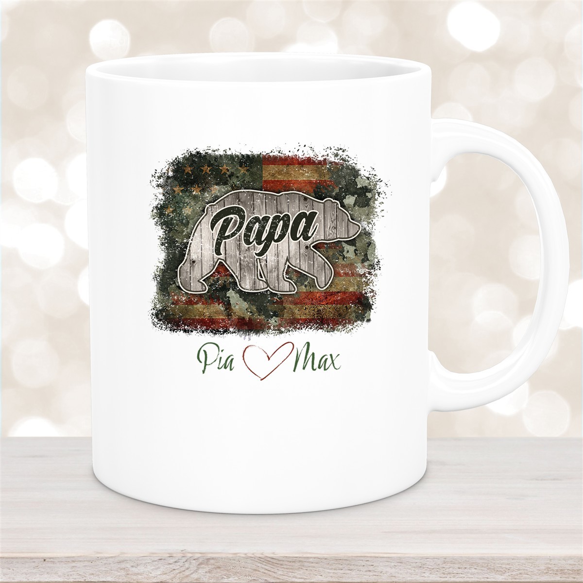 Tasse Vatertag #7 Papa "Bär" Wunschnamen Keramik Personalisiert versch. Farben