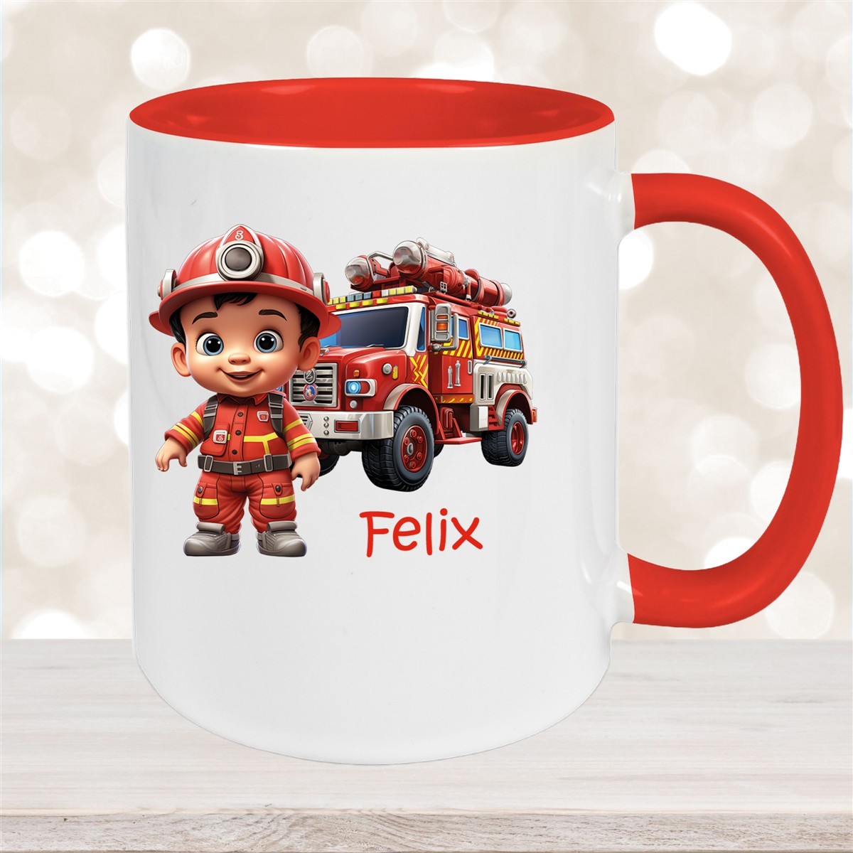 Tasse Wunschname Feuerwehr #4 Keramik Kinderbecher versch. Farben