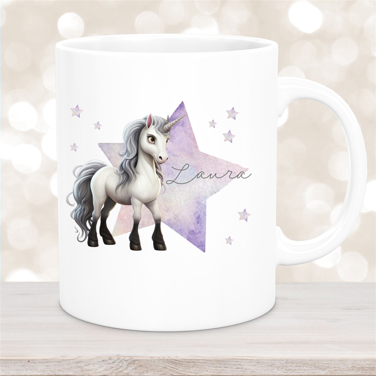 Tasse Wunschname Einhorn Stern #1 Keramik Kinderbecher versch. Farben