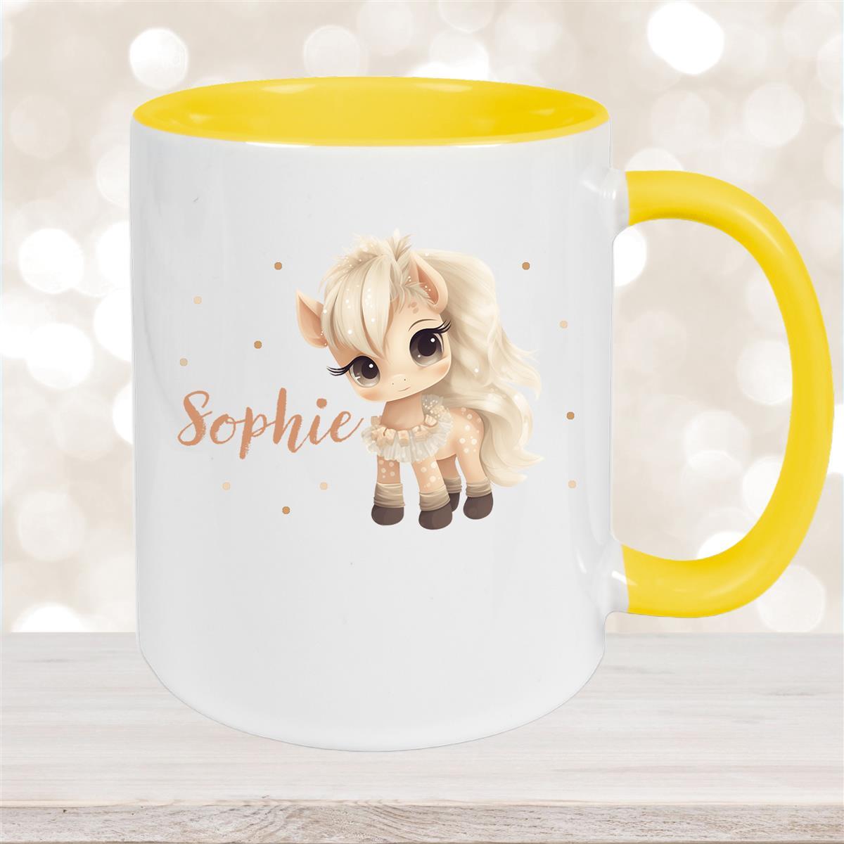 Tasse Pferd #8 Wunschname Keramik Kinderbecher personalisiert versch. Farben
