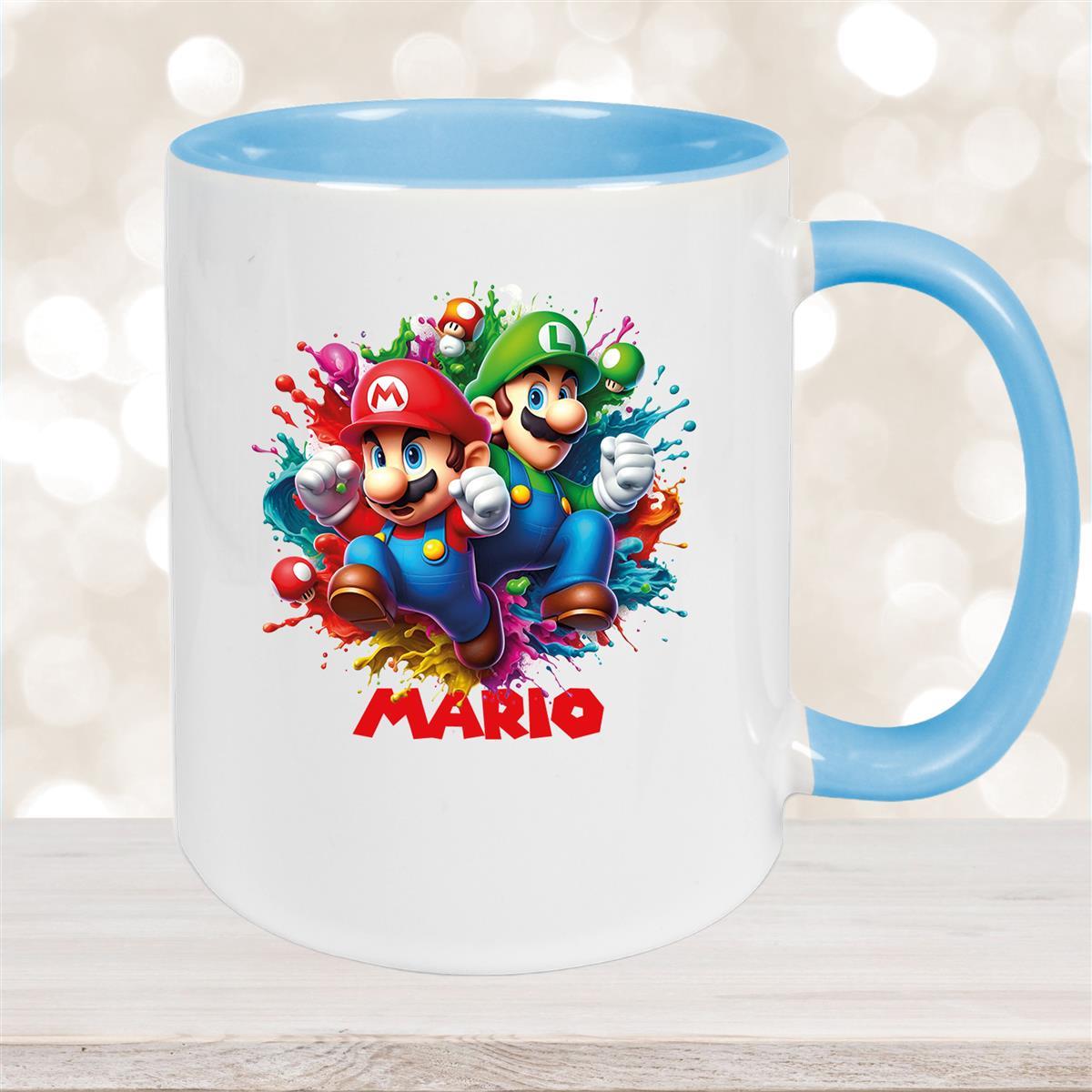 Tasse Wunschname Super-Mario #3 Keramik Kinderbecher personalisiert versch. Farben