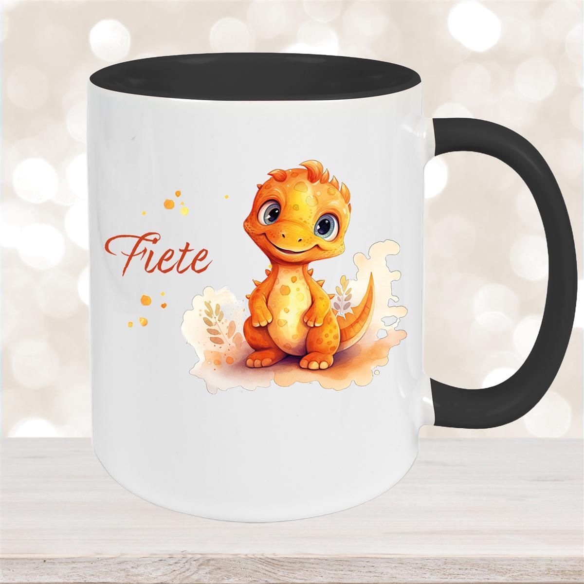 Tasse Dino #10 Wunschname Keramik Kinderbecher Personalisiert versch. Farben