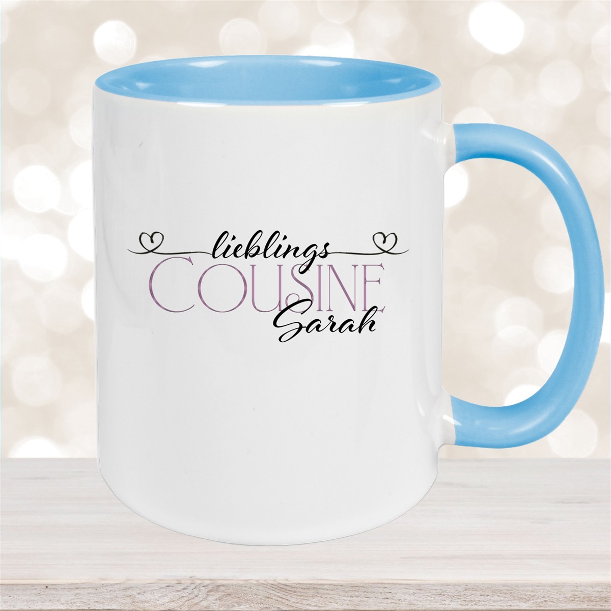 Tasse Wunschname Lieblings-Cousine #1 personalisiert Keramik Becher versch. Farben
