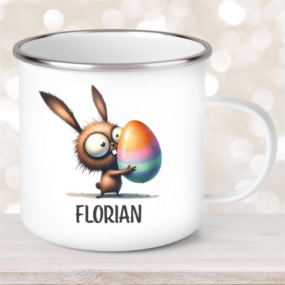 Tasse Ostern - Hase #6 Wunschnamen personalisiert Emaillie