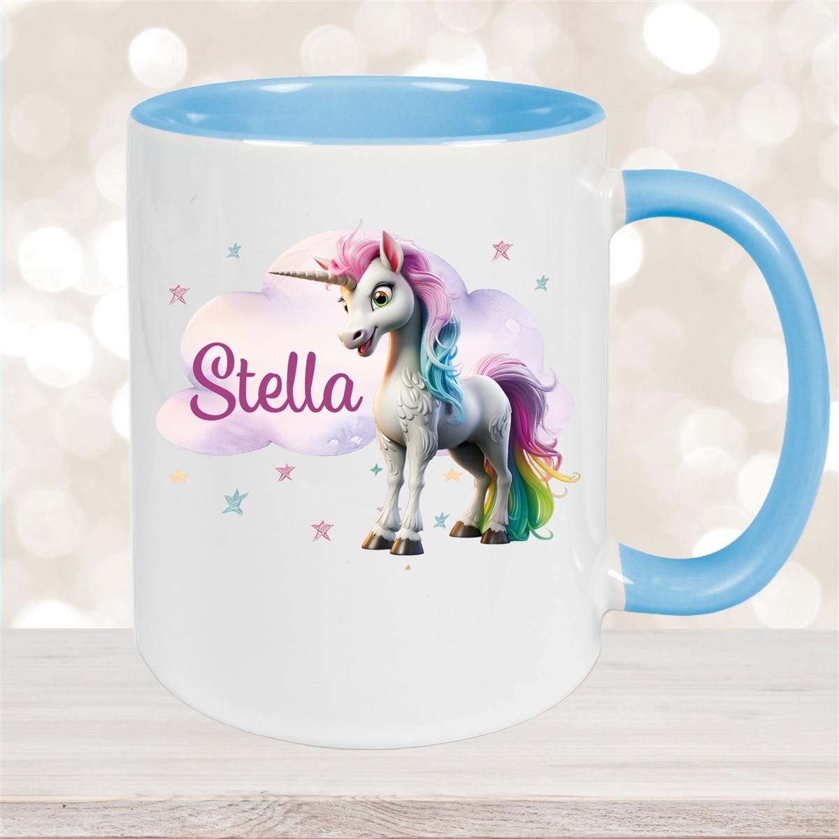 Tasse Einhorn Wolke #4 Wunschname Keramik Kinderbecher personalisiert versch. Farben