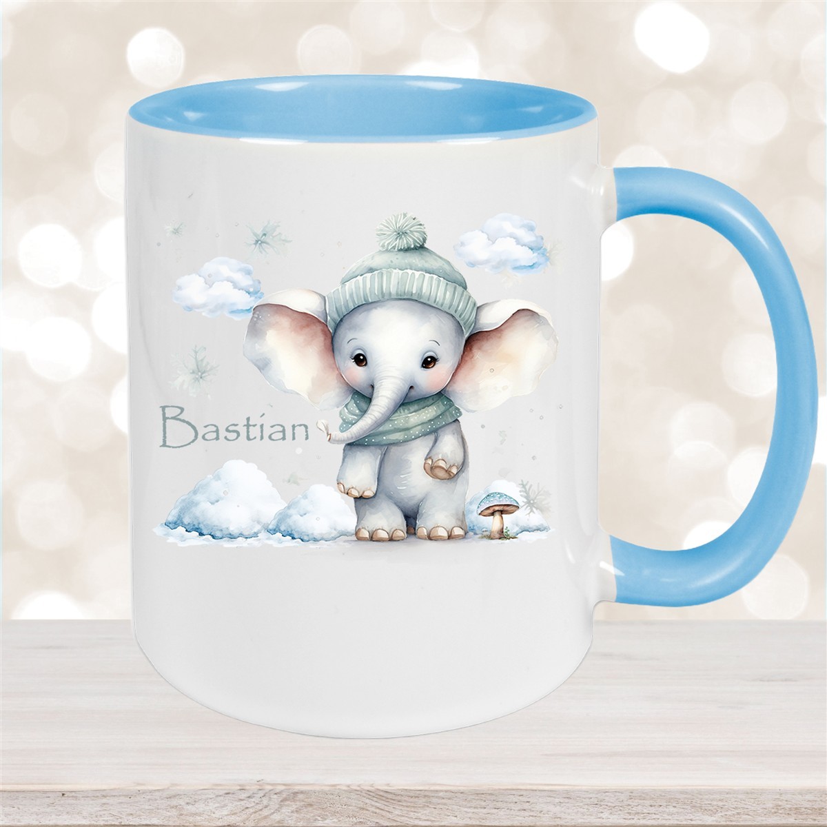 Tasse Wunschname Christmas Elefant #2 Keramik Kinderbecher versch. Farben