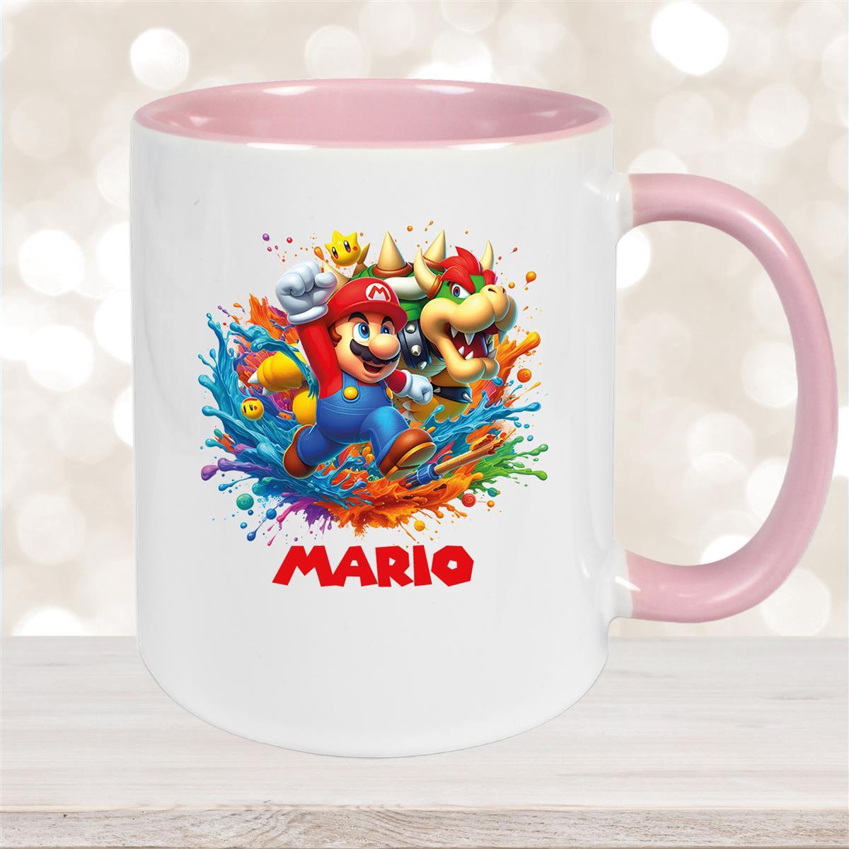 Tasse Wunschname Super-Mario #5 Keramik Kinderbecher personalisiert versch. Farben