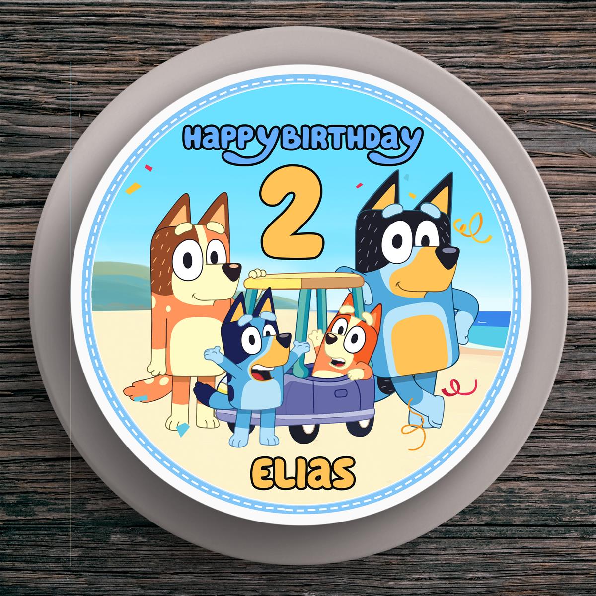 Tortenaufleger Geburtstag Bluey #2 Name & Zahl (20cm) Fondant Papier