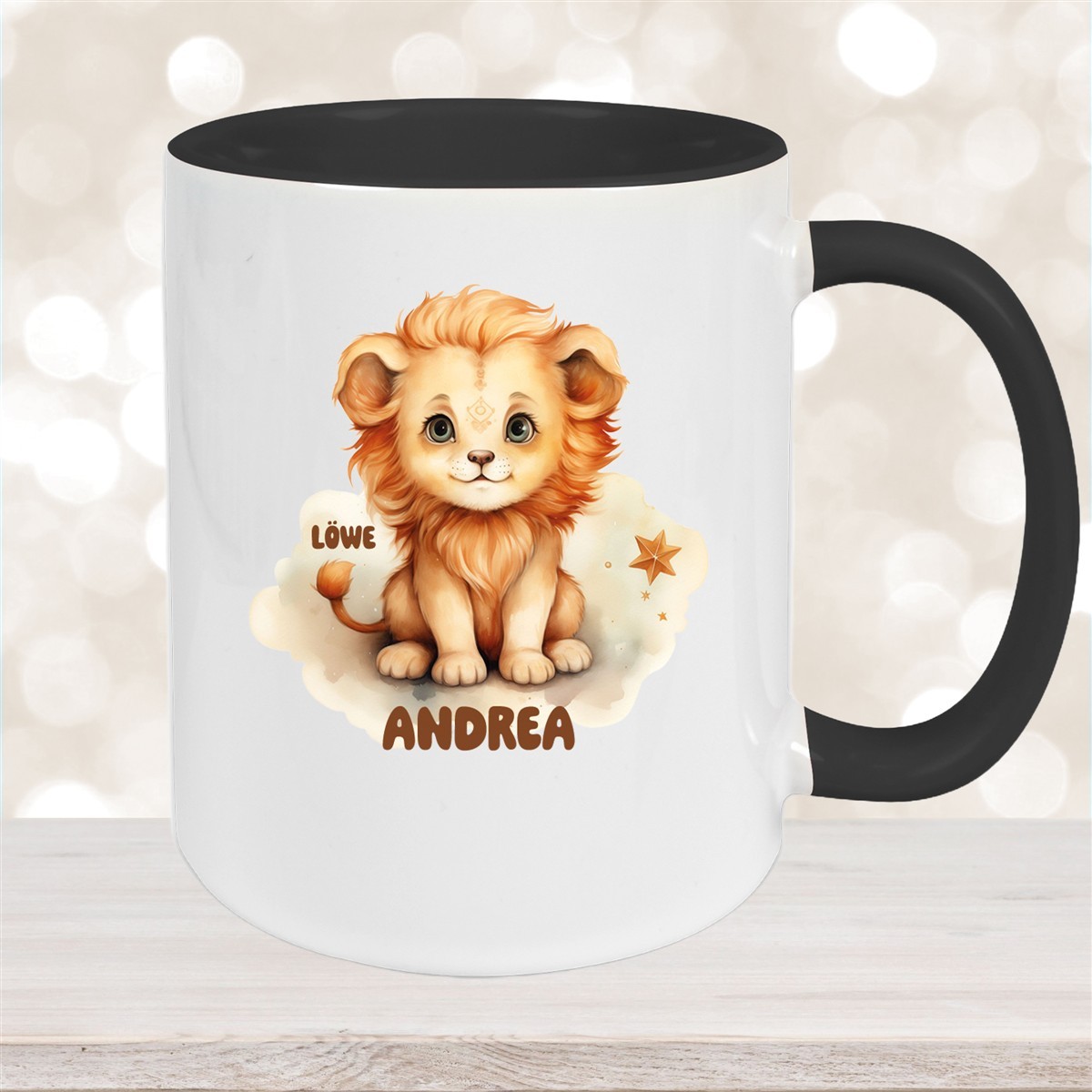 Tasse Sternzeichen Kinder Löwe #1 Wunschname Keramik Kinderbecher personalisiert versch. Farben