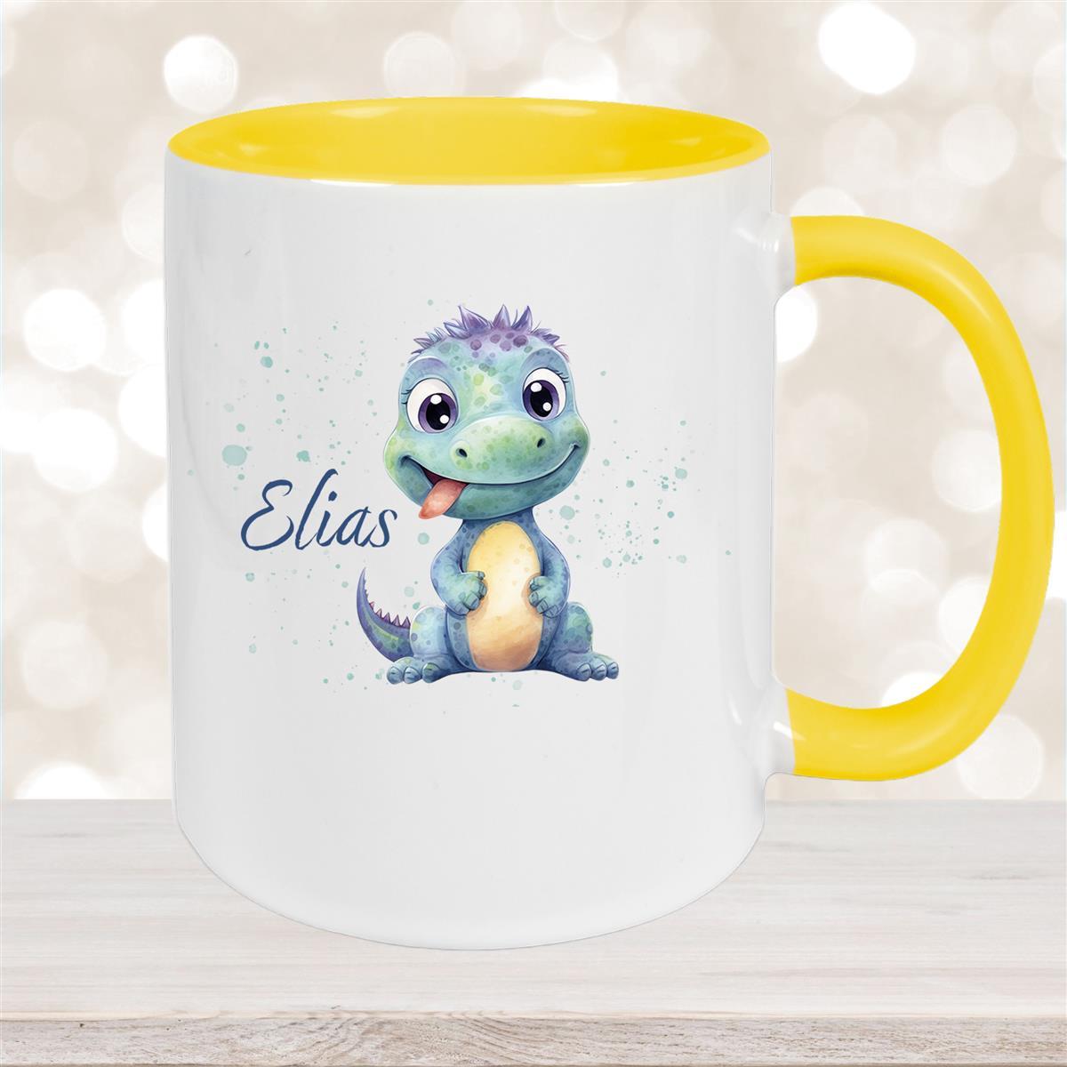 Tasse Dino #13 Wunschname Keramik Kinderbecher Personalisiert versch. Farben