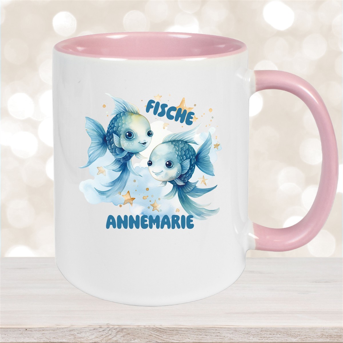 Tasse Sternzeichen Kinder Fische #1 Wunschname Keramik Kinderbecher personalisiert versch. Farben