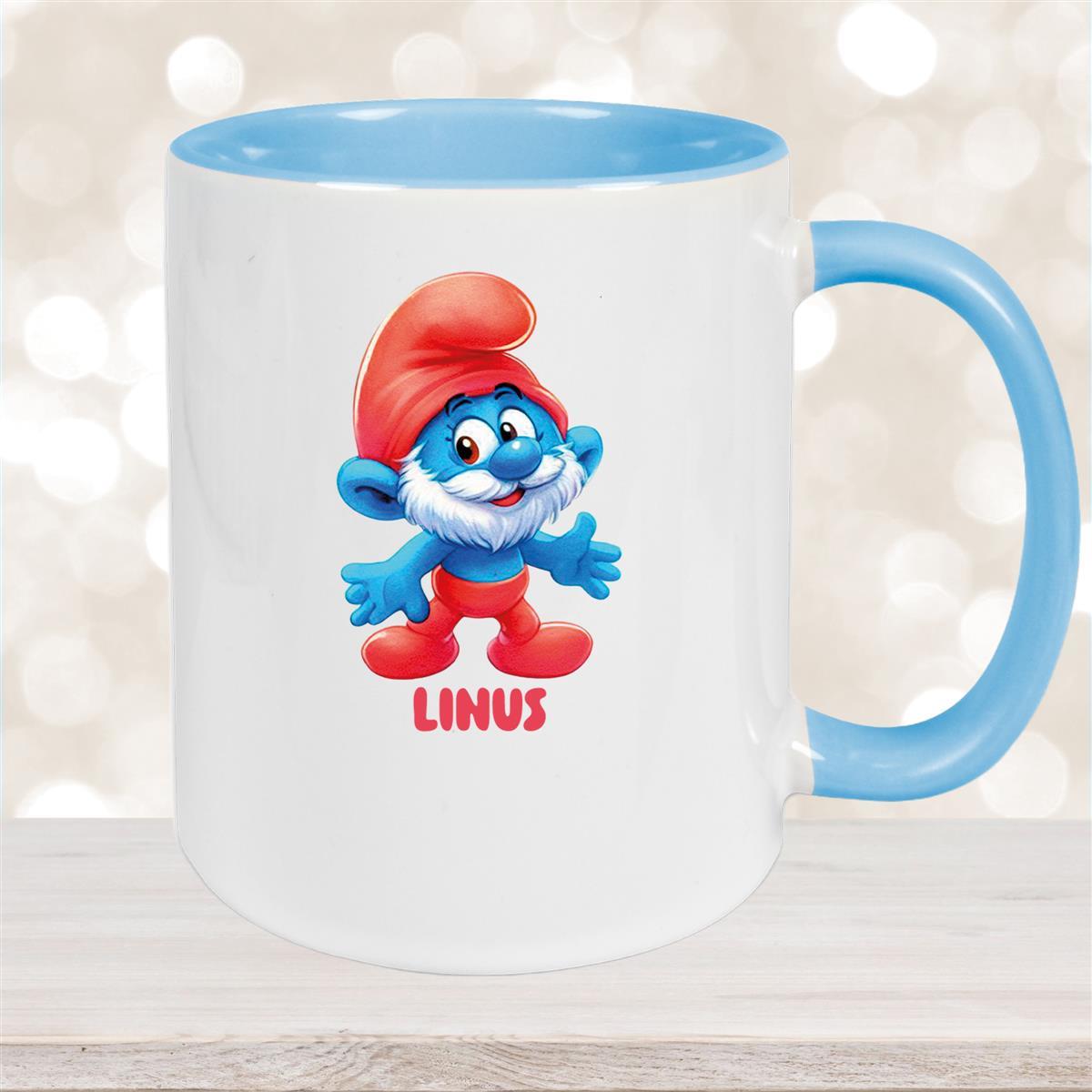 Tasse Kinder Schlumpf #4 Papa Schlumpf Wunschname Keramik Kinderbecher personalisiert versch. Farben