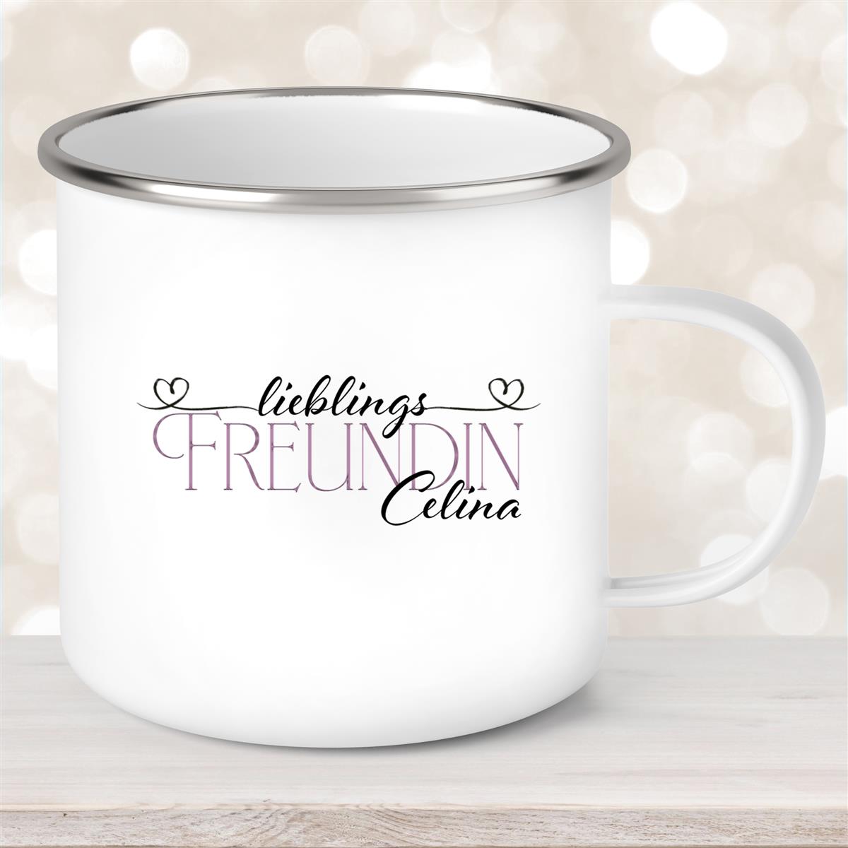 Tasse Wunschname Lieblings-Freundin #1 Emaille personalisiert