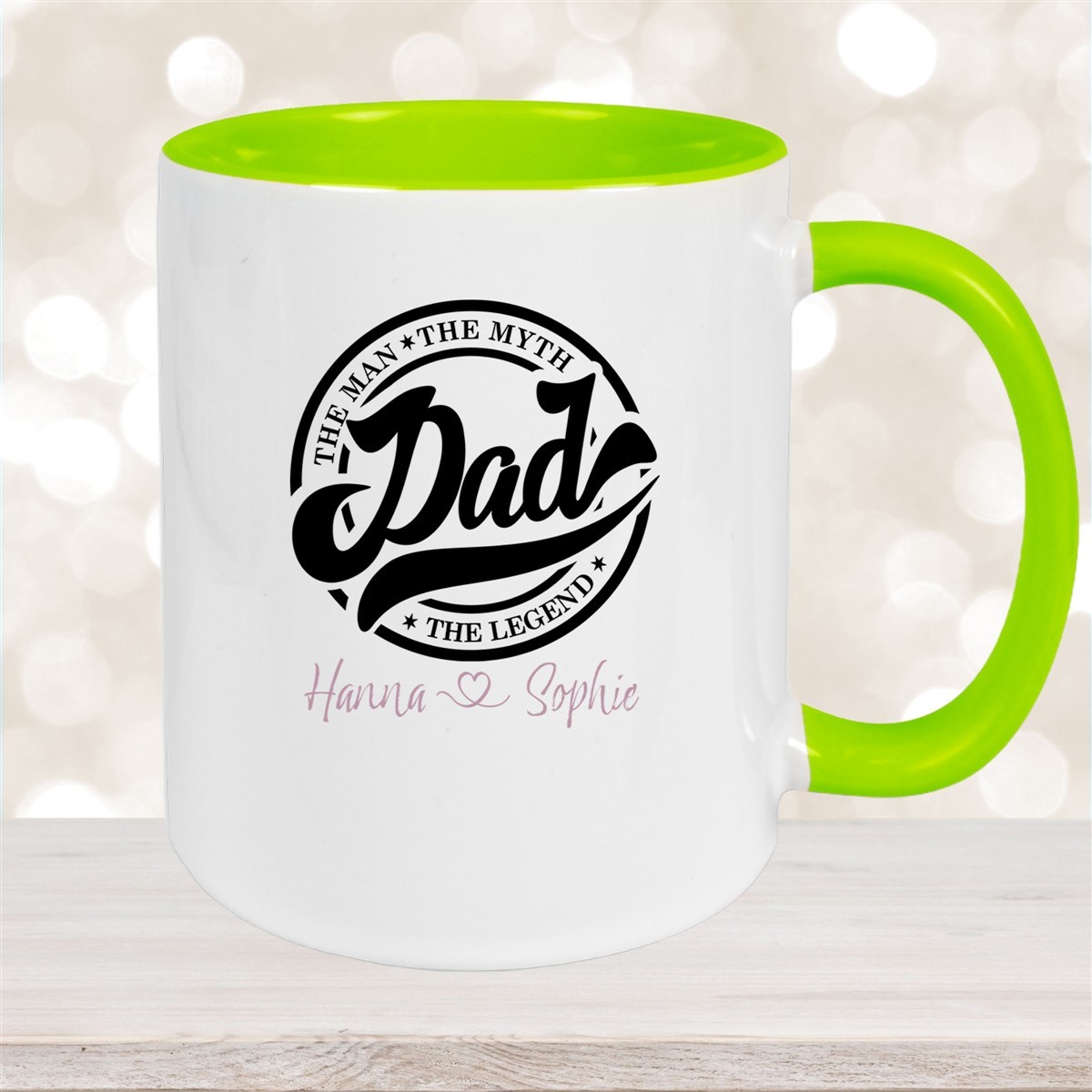 Tasse Vatertag #8 Papa, "The Legend" Wunschnamen Keramik Personalisiert versch. Farben