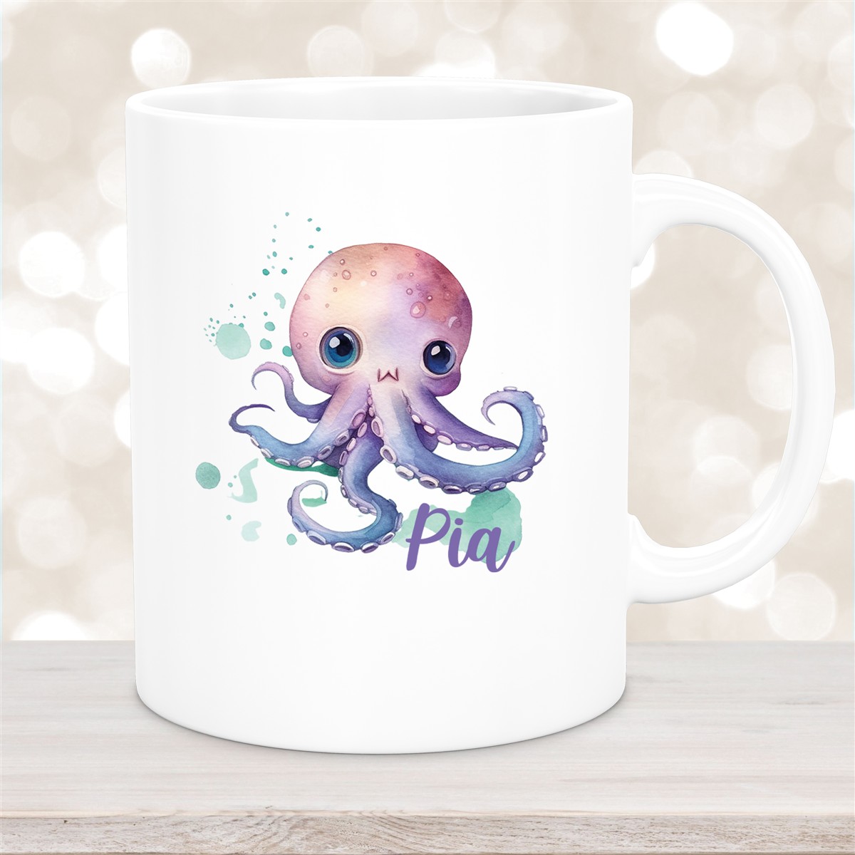 Tasse Wunschname Meerestiere-Oktopus #1 Keramik Kinderbecher versch. Farben