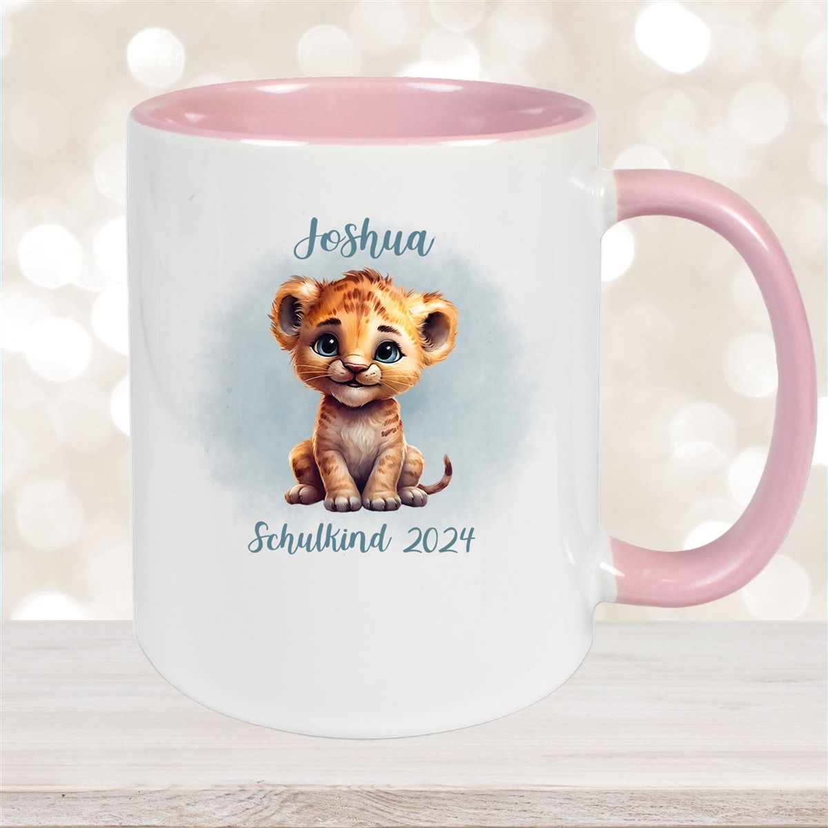 Tasse Schulkind #07 Wunschname Tiger #1 Keramik Kinderbecher Personalisiert versch. Farben