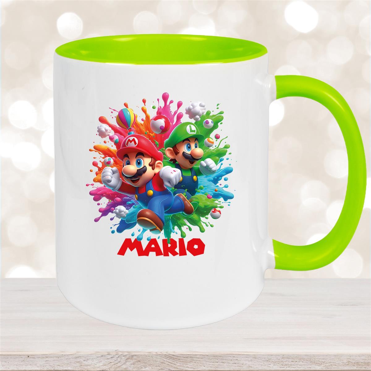 Tasse Wunschname Super-Mario #1 Keramik Kinderbecher personalisiert versch. Farben