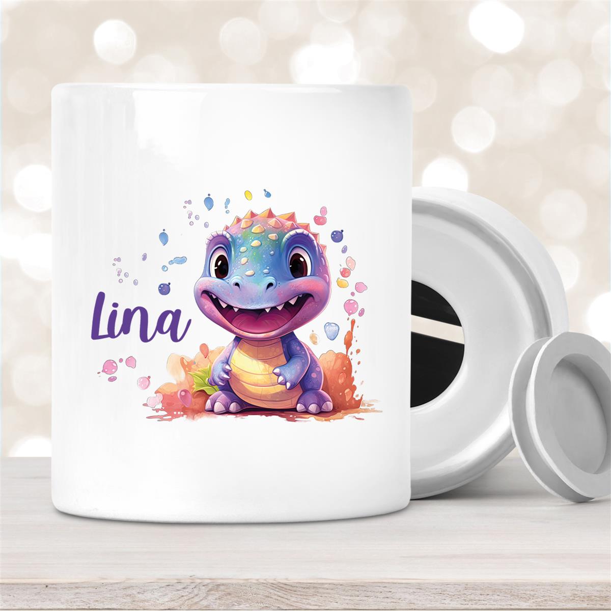 Spardose mit Wunschname Dino #9 personalisiert