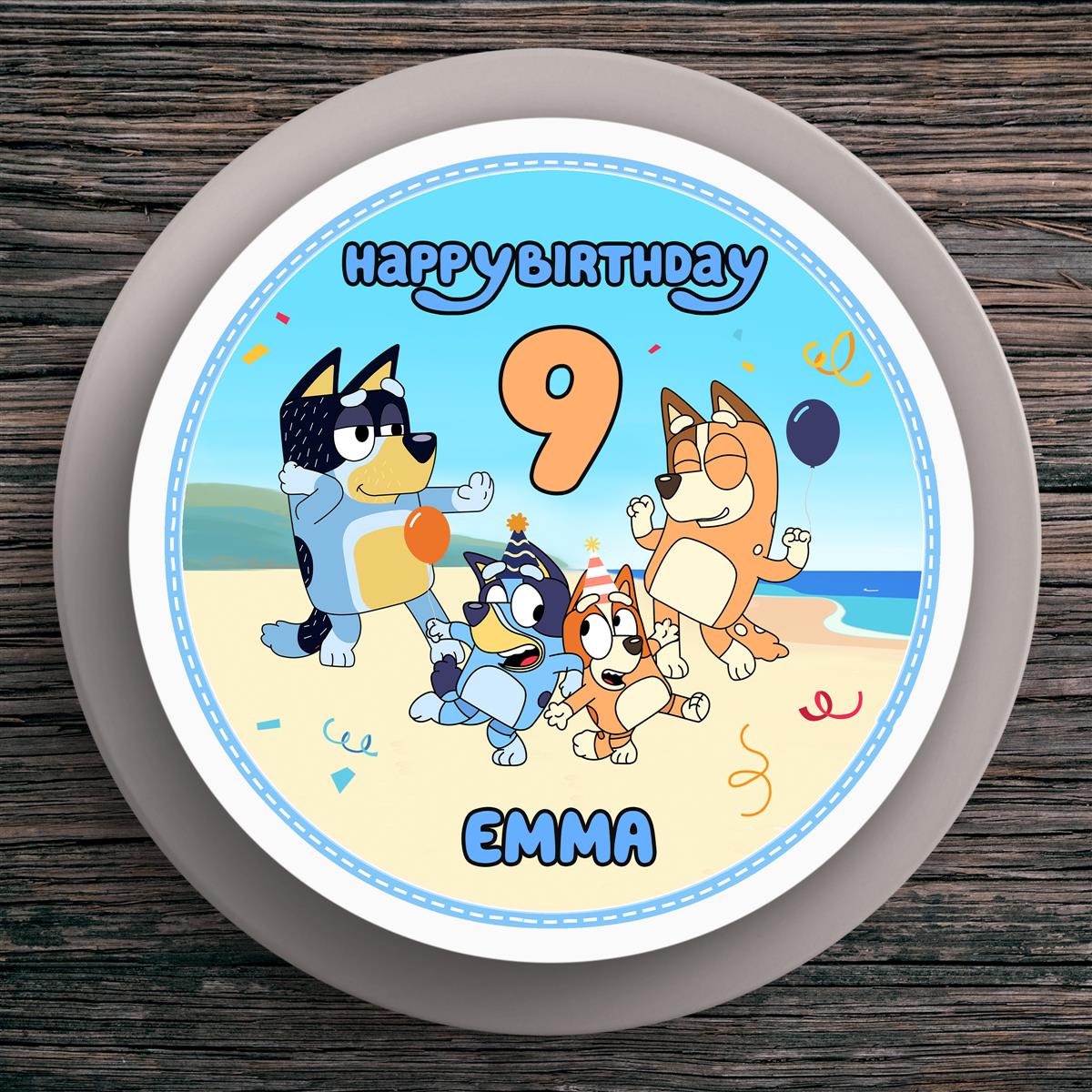 Tortenaufleger Geburtstag Bluey #1 Name & Zahl (20cm) Fondant Papier