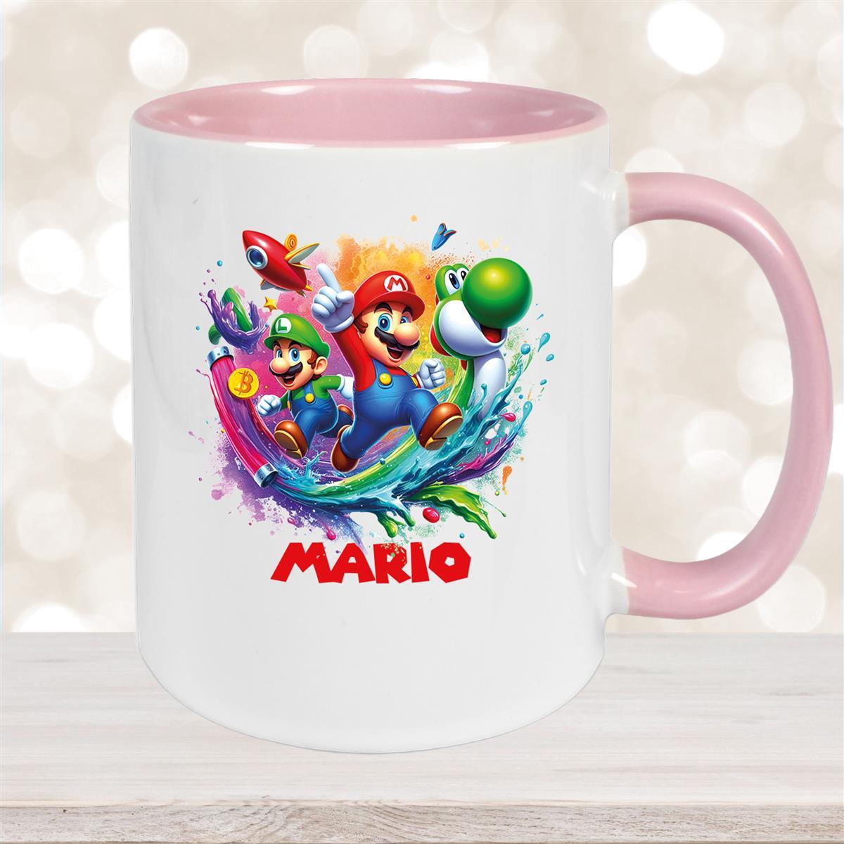 Tasse Wunschname Super-Mario #2 Keramik Kinderbecher personalisiert versch. Farben
