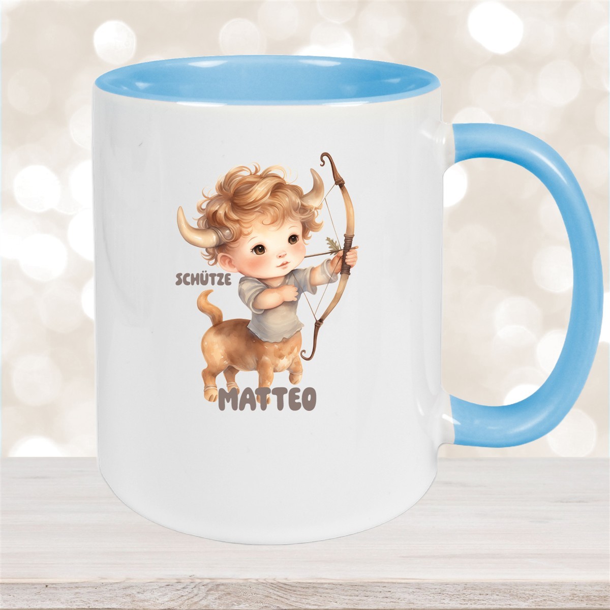 Tasse Sternzeichen Kinder Schütze #1 Wunschname Keramik Kinderbecher personalisiert versch. Farben
