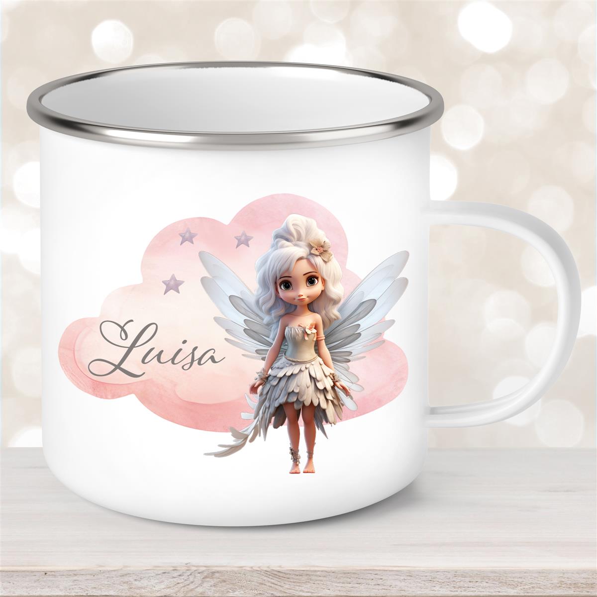 Tasse Fee #1 Wunschname Emaille Kinderbecher personalisiert