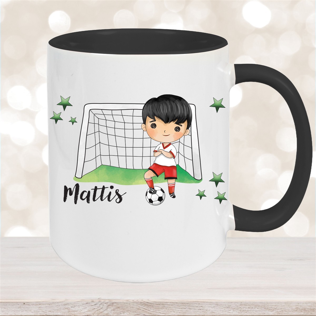 Tasse Fußball #2 Wunschname Keramik Kinderbecher personalisiert versch. Farben